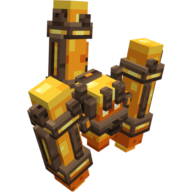 Lava Golem: a Blockbench model with glowing orange body and brown armor parts